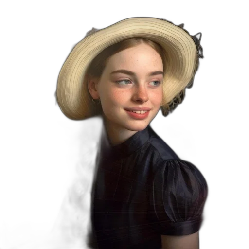hat, face, hair, dress transparent PNG cut-out