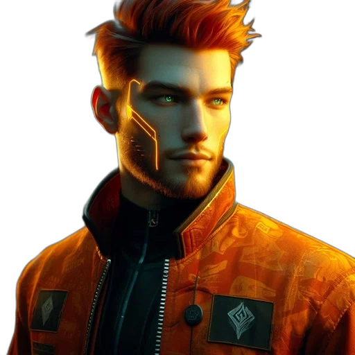jacket, face, robot, staff transparent PNG cut-out