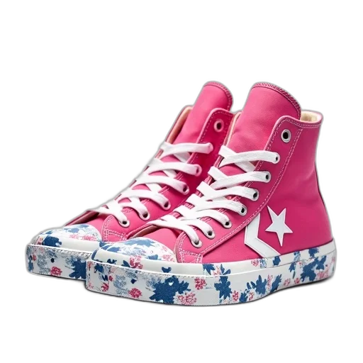 shoes, pair, pink, high-top transparent PNG cut-out