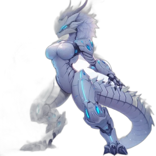 dragon, robot, staff, creature transparent PNG cut-out