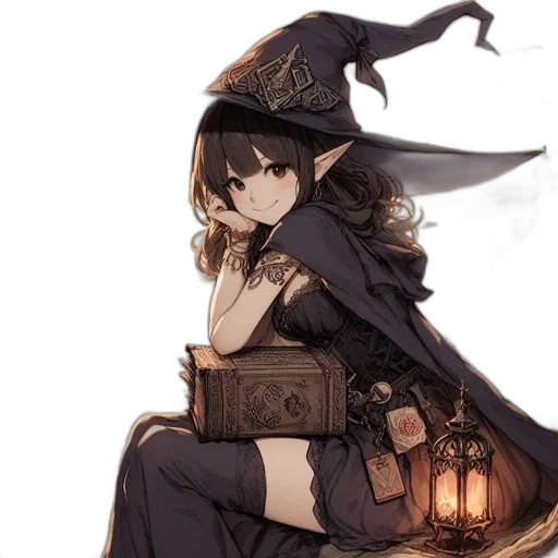 hat, dress, staff, weapon transparent PNG cut-out