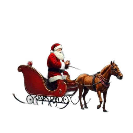 santas, sleigh, goes, town transparent PNG cut-out