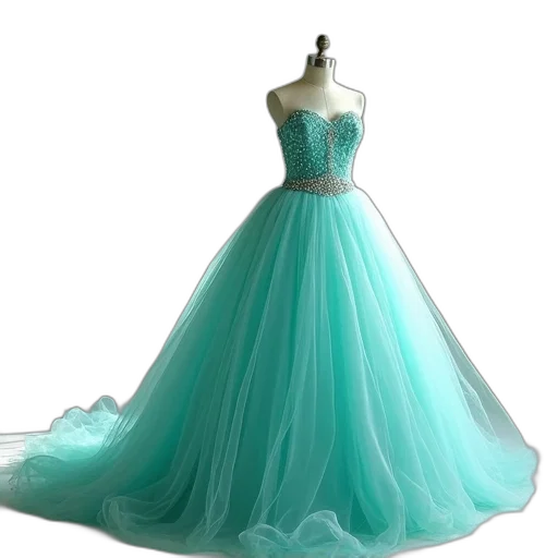 dress, crown, jewelry, 3d render transparent PNG cut-out