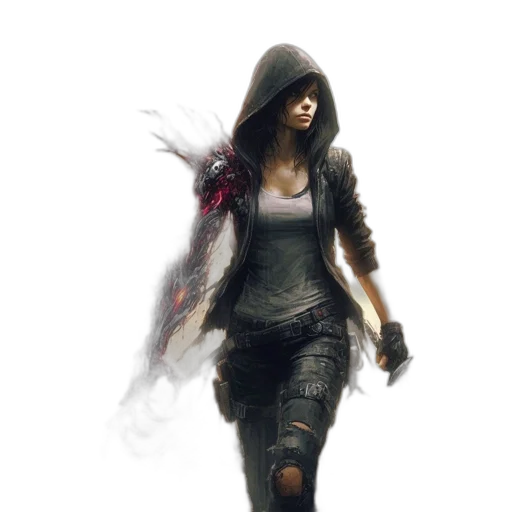 jacket, weapon, concept art, cyberpunk transparent PNG cut-out
