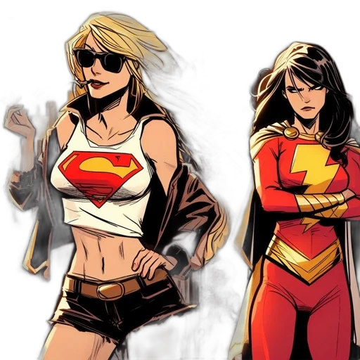 comic book art, concept art, cartoon, two transparent PNG cut-out