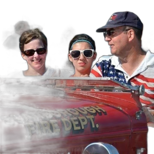 car, fire, three, people transparent PNG cut-out