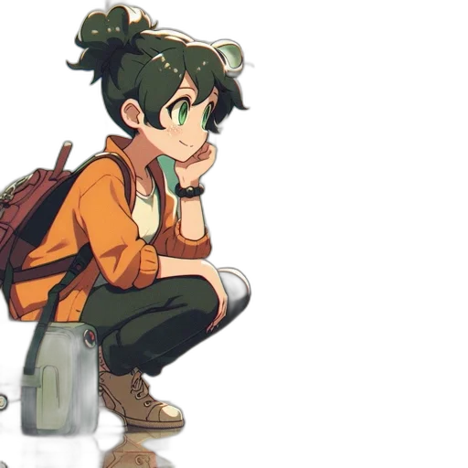 jacket, staff, anime, concept art transparent PNG cut-out