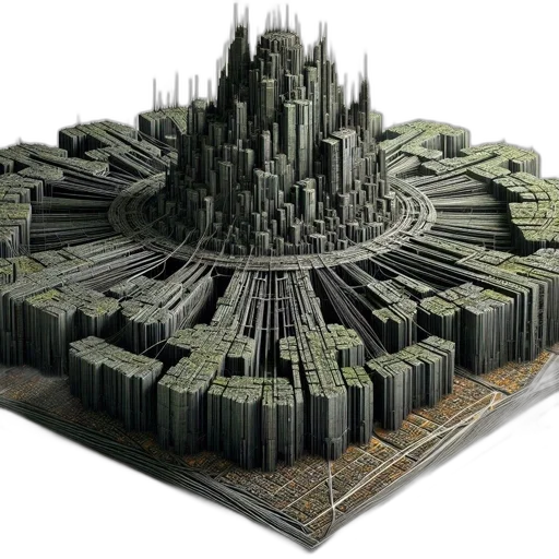 building, 3d render, concept art, cyberpunk transparent PNG cut-out
