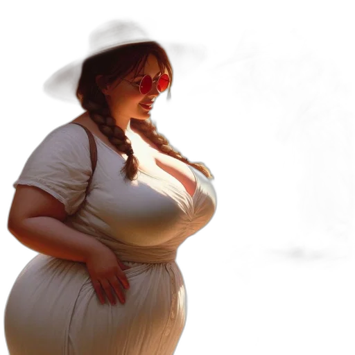 dress, hat, umbrella, staff transparent PNG cut-out