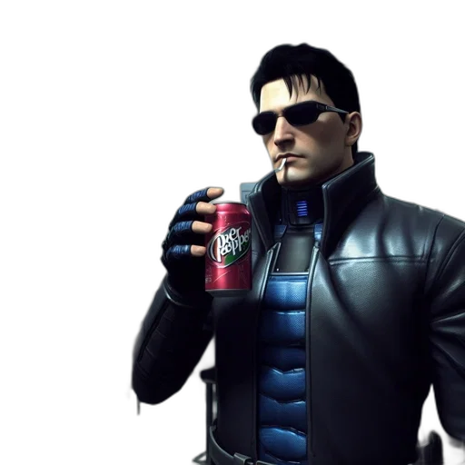 jacket, bottle, cyberpunk, 3d render transparent PNG cut-out