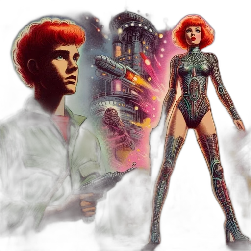 concept art, comic book art, fantasy art, cyberpunk transparent PNG cut-out