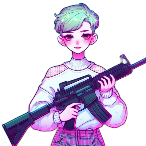 weapon, staff, vaporwave, pixel art transparent PNG cut-out