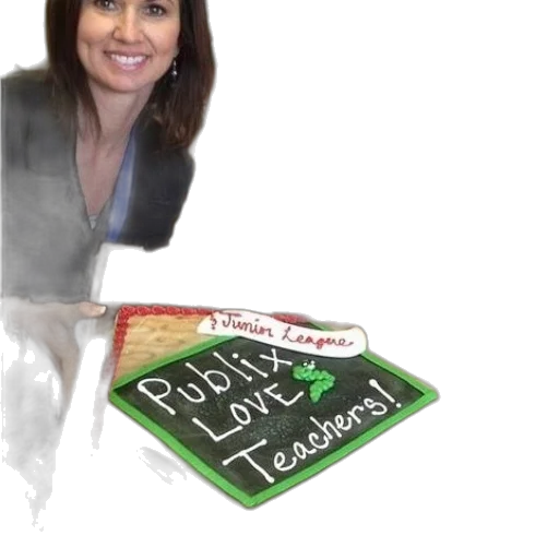 woman, holding, cake, says transparent PNG cut-out