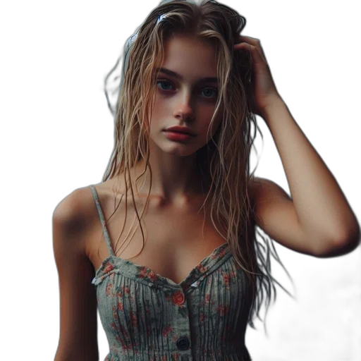 dress, jacket, face, hair transparent PNG cut-out
