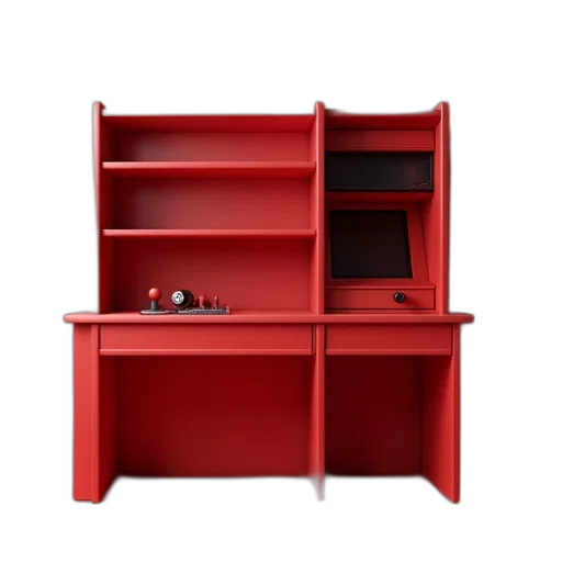 furniture, staff, 3d render, red transparent PNG cut-out