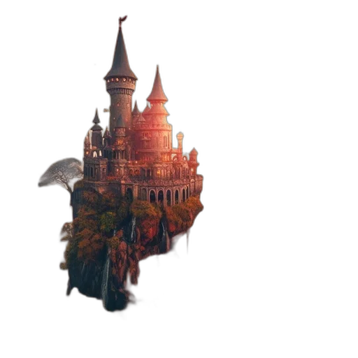 dragon, crown, building, sword transparent PNG cut-out