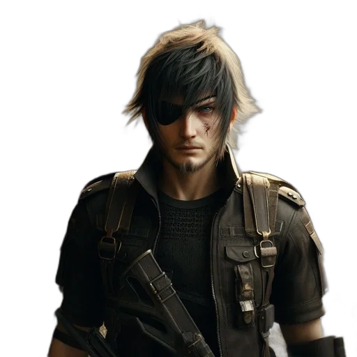 weapon, face, jacket, concept art transparent PNG cut-out