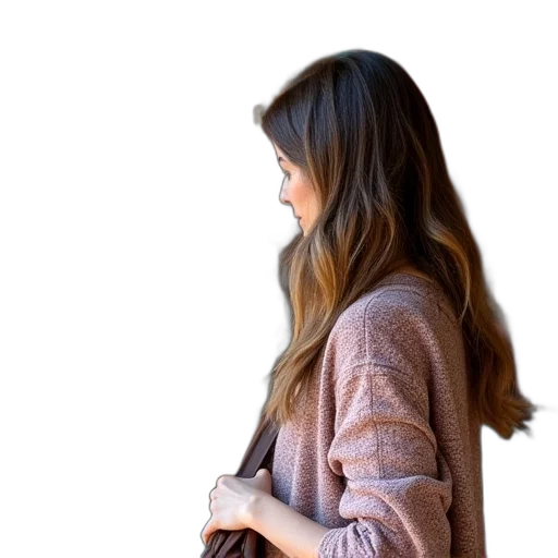 jacket, dress, hair, staff transparent PNG cut-out