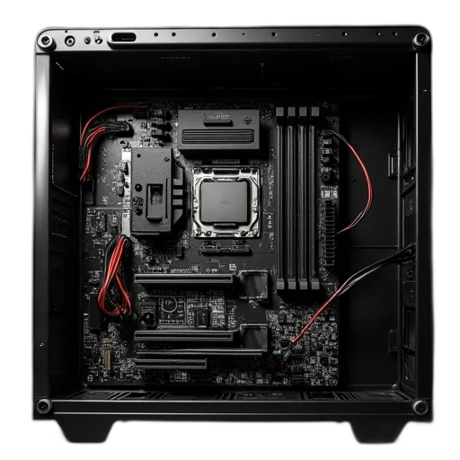 dark, monochrome, motherboard, assembly transparent PNG cut-out
