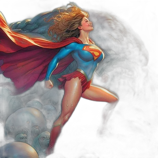 comic book art, concept art, fantasy art, superheroine transparent PNG cut-out