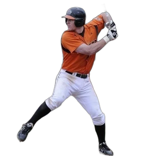 baseball, player, orange, jersey transparent PNG cut-out