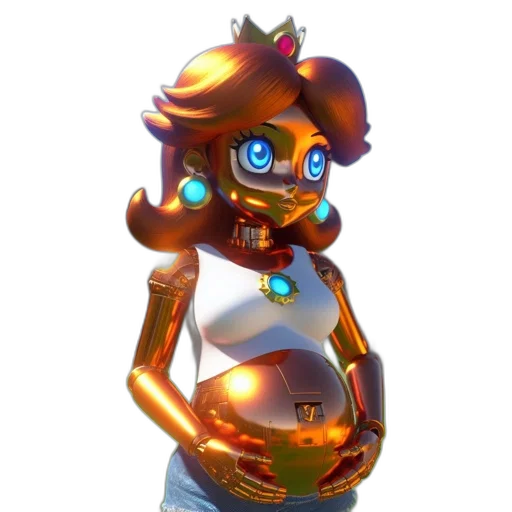 robot, crown, dress, staff transparent PNG cut-out