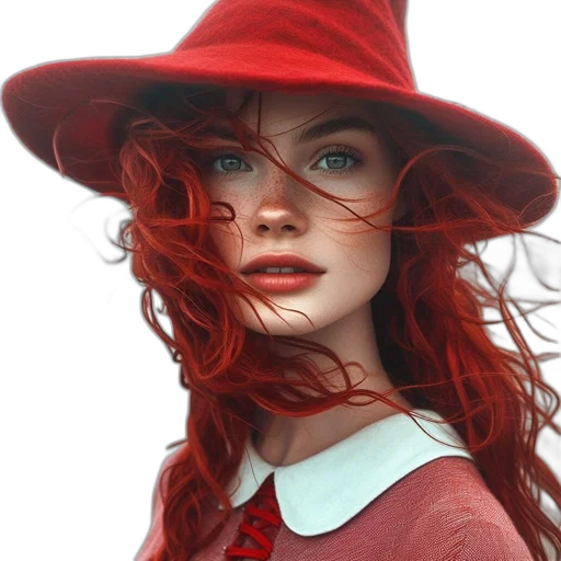 hat, dress, face, hair transparent PNG cut-out