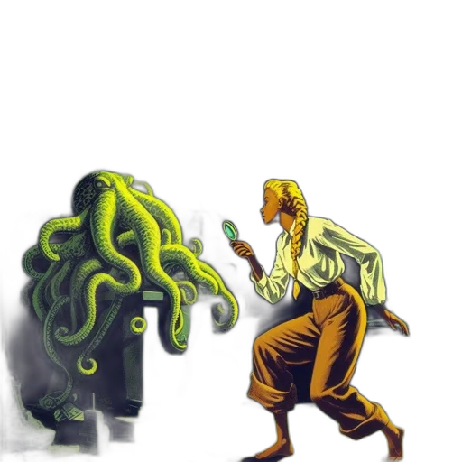 creature, hair, staff, concept art transparent PNG cut-out