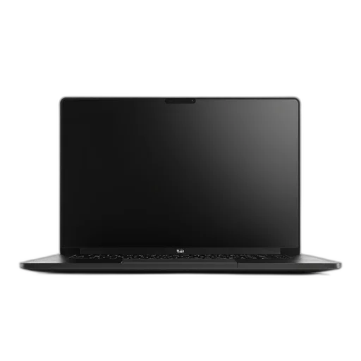 3d render, black, laptop, visible transparent PNG cut-out