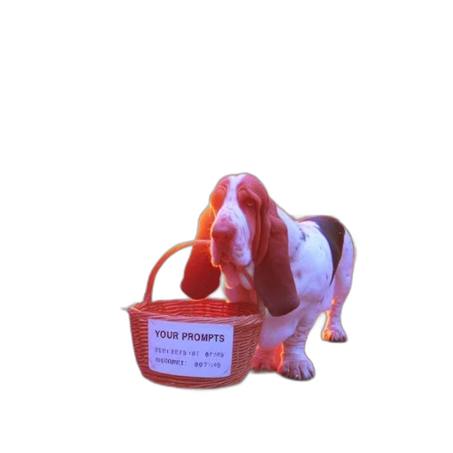 staff, animal, 3d render, basset transparent PNG cut-out