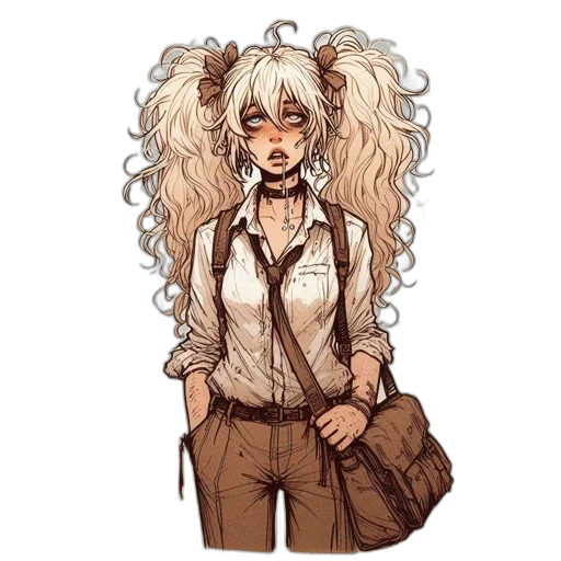 staff, hair, creature, jacket transparent PNG cut-out