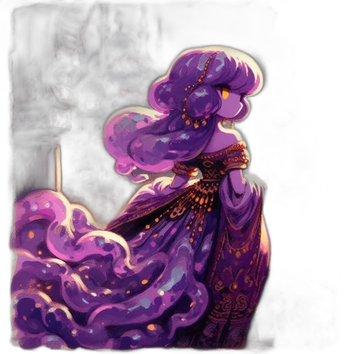 dress, crown, dragon, staff transparent PNG cut-out