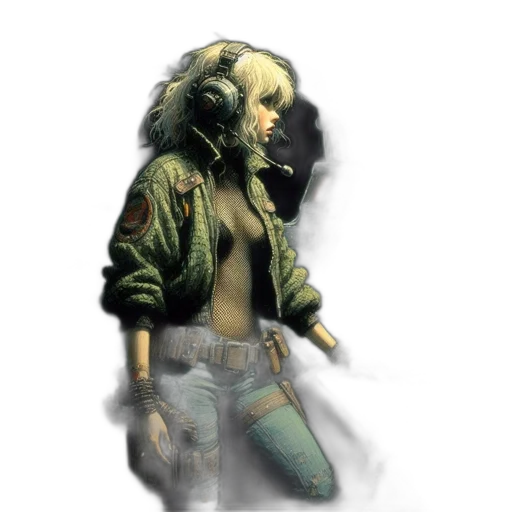 jacket, weapon, concept art, comic book art transparent PNG cut-out