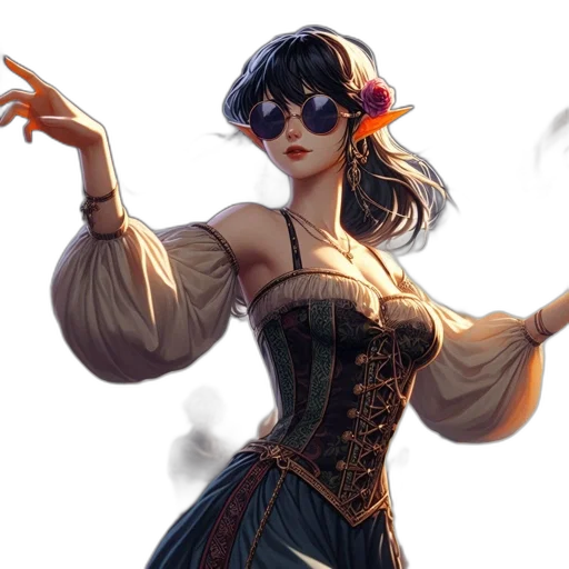 dress, staff, fantasy art, concept art transparent PNG cut-out