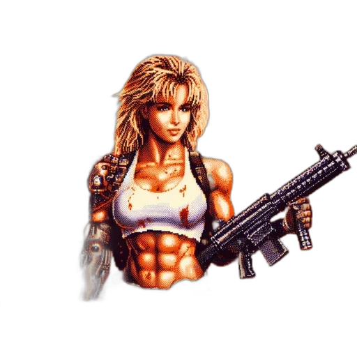 weapon, robot, pixel art, cyberpunk transparent PNG cut-out