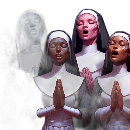 concept art, five, women, wearing transparent PNG cut-out