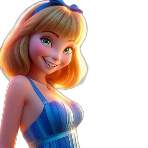 dress, face, 3d render, cartoon transparent PNG cut-out