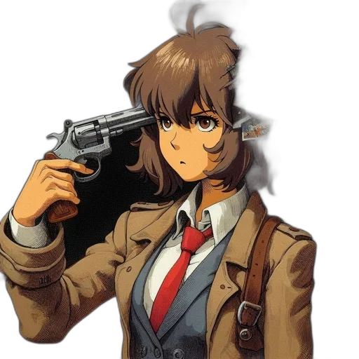 weapon, jacket, staff, face transparent PNG cut-out