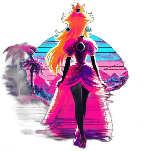 dress, crown, concept art, vaporwave transparent PNG cut-out