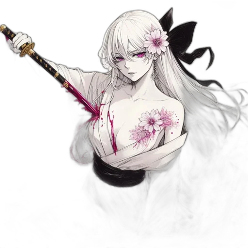 staff, sword, weapon, flower transparent PNG cut-out