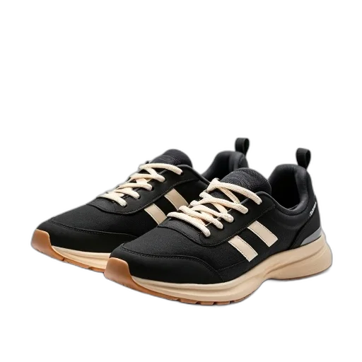 shoes, pair, black, beige transparent PNG cut-out