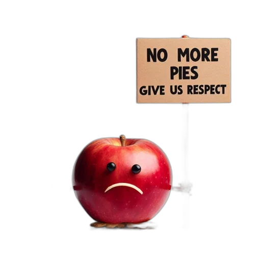 anthropomorphized, red, apple, sad transparent PNG cut-out