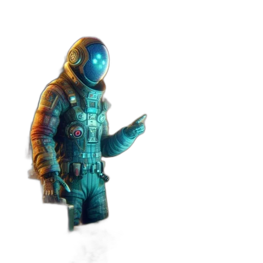 jacket, robot, staff, weapon transparent PNG cut-out