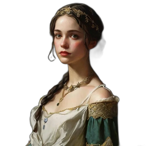 dress, jewelry, crown, face transparent PNG cut-out