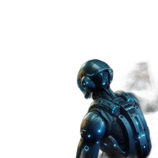 robot, creature, mask, weapon transparent PNG cut-out