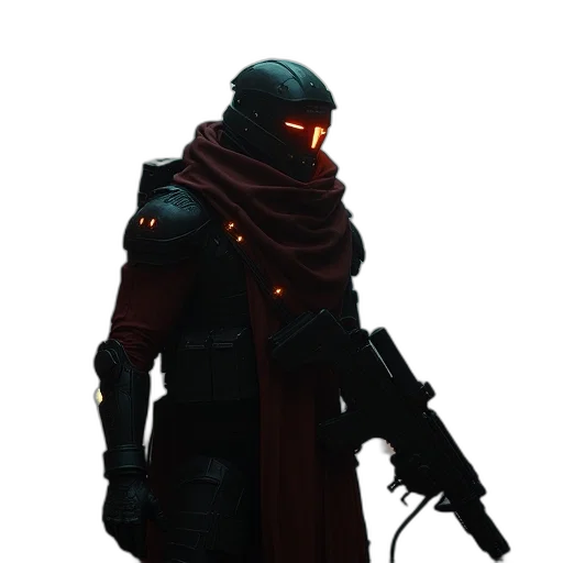 staff, mask, jacket, weapon transparent PNG cut-out