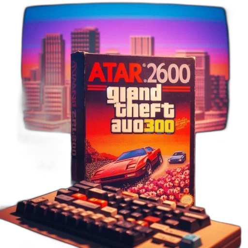 3d render, concept art, atari, 2600 transparent PNG cut-out