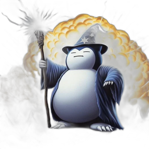 concept art, fantasy art, fire, penguin-like transparent PNG cut-out
