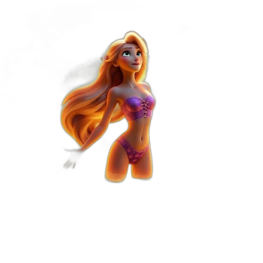 hair, staff, 3d render, concept art transparent PNG cut-out