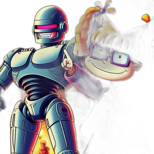 robot, concept art, vaporwave, 3d render transparent PNG cut-out